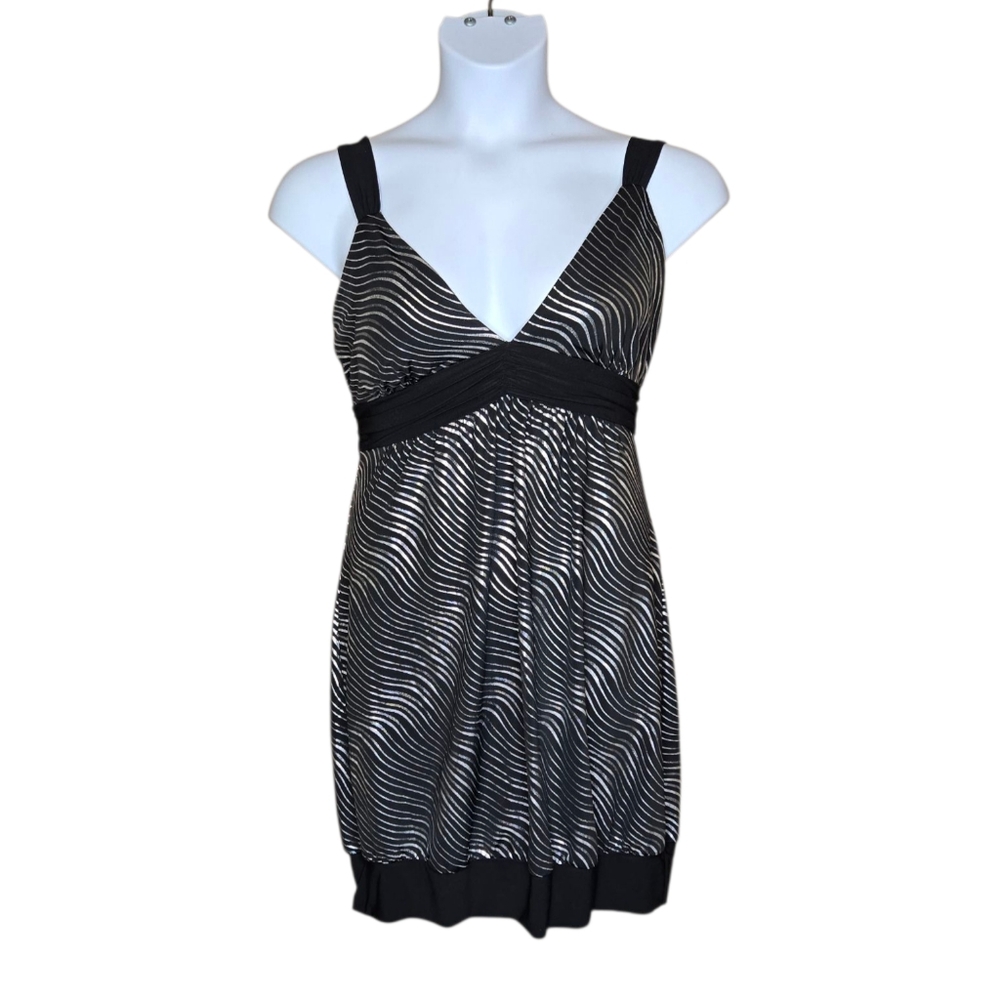 Y2K black with silver stripe club rave bubble mini dress XL